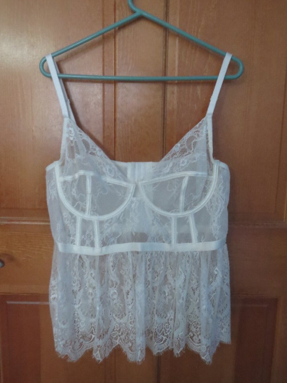 Coquette Lace Corset Cami Top Size XL Cream Fits 36-38 NWOT Soft & Sexy